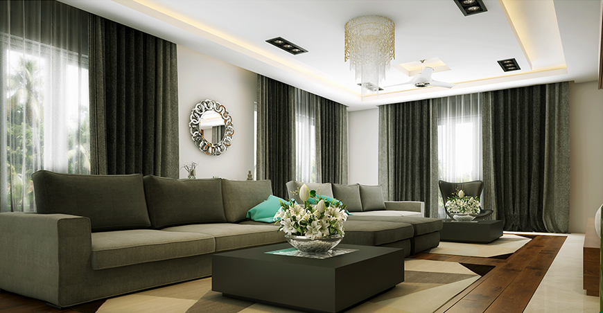living room interior designers in kerala
