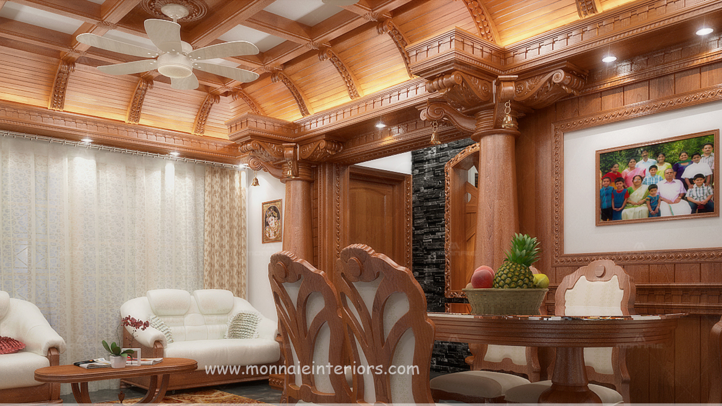 3D Images For Keral Style Living Room Interior Design - Leading Designers, Kochi