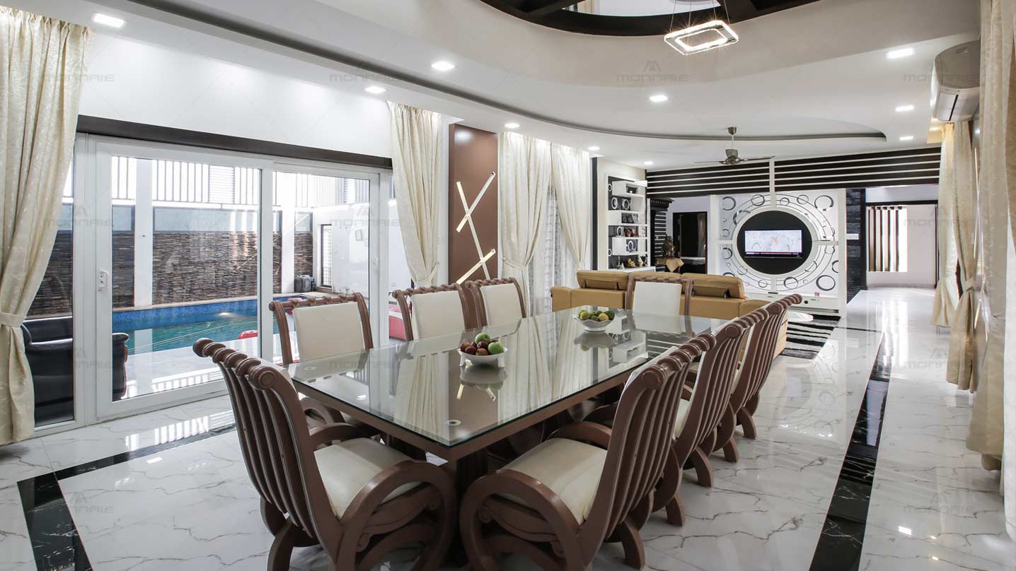 Luxury Living & Dining Room Interior Design, Plans, Kochi, Kerala